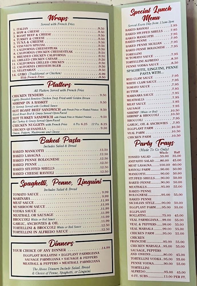 Vesuvio's Restaurant & Pizza Menu image 1
